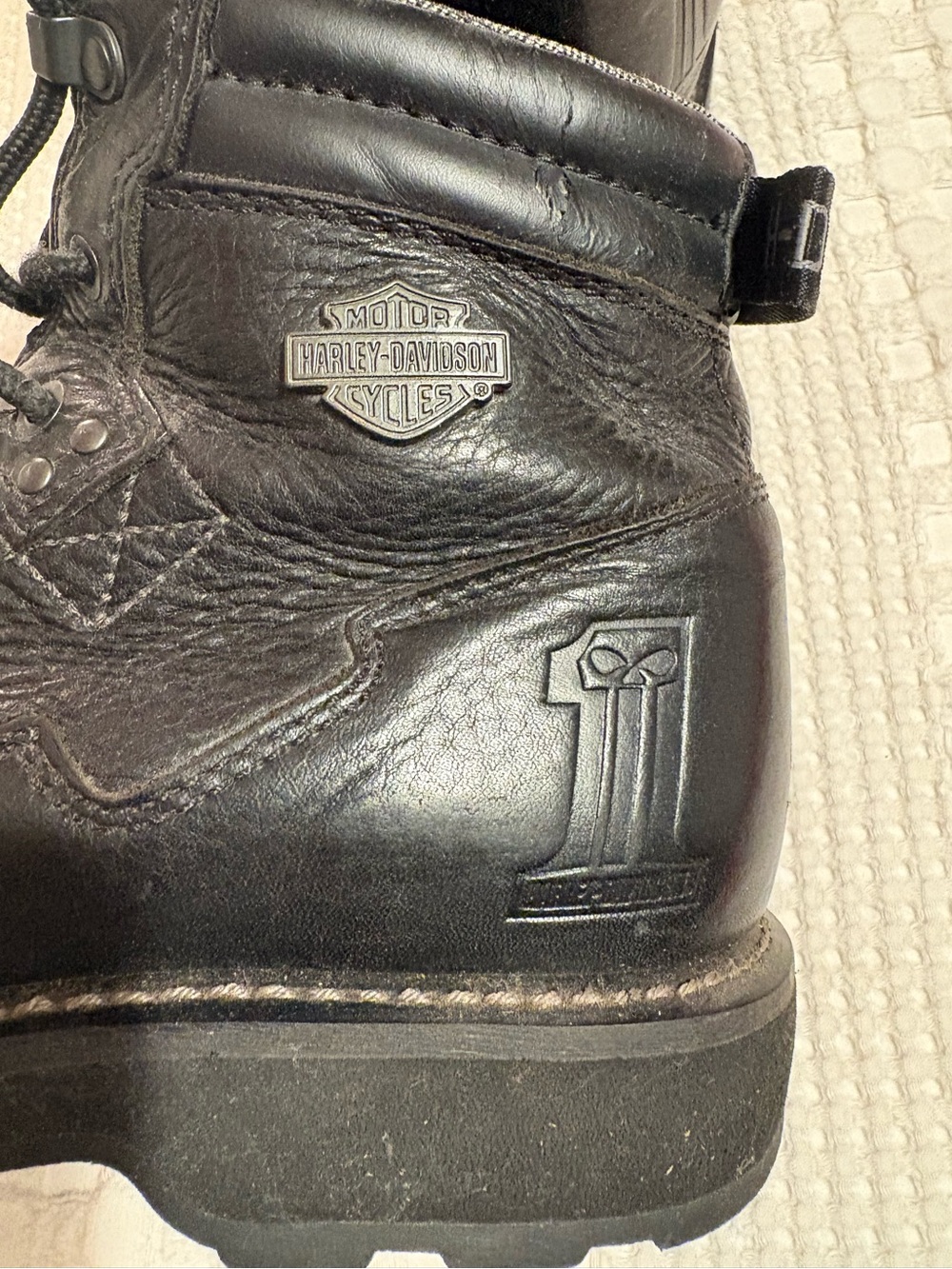 Harley Davidson Men's Black Leather Lace-Up Work Boots non slip - men’s 10M